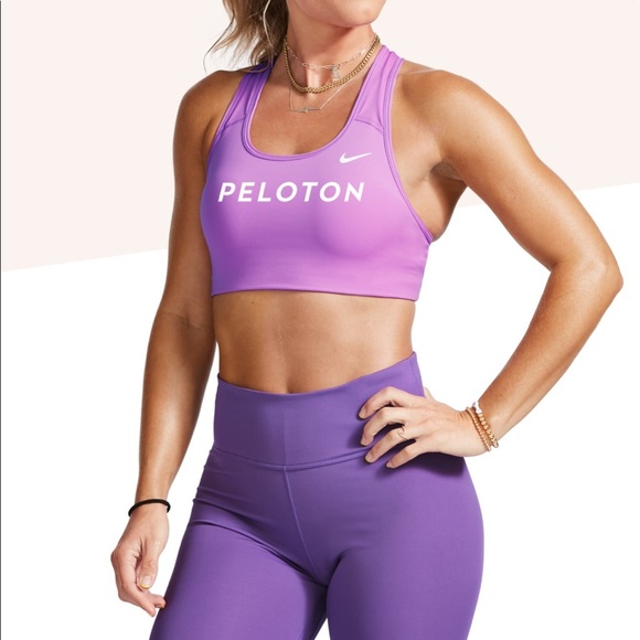 NIKE Peloton Purple Swoosh Bra